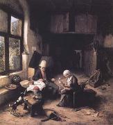 Ostade, Adriaen van Interior of a Peasant's Cottage (mk25 oil on canvas